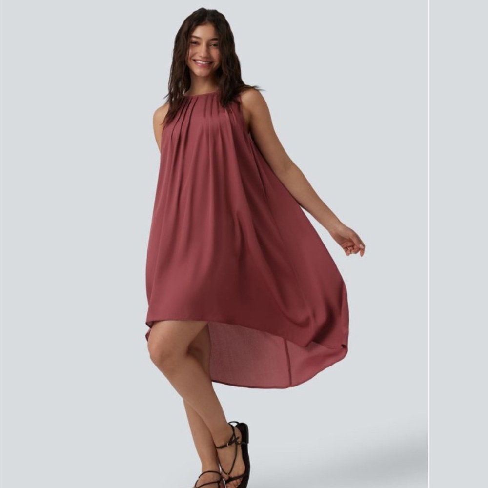 HALARA Sleeveless High-Low Dress in Rosewood